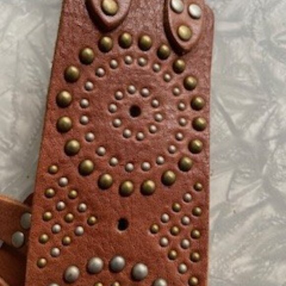 VINTAGE Sandwich Genuine Leather Studded Western Belt - Picture 3 of 5